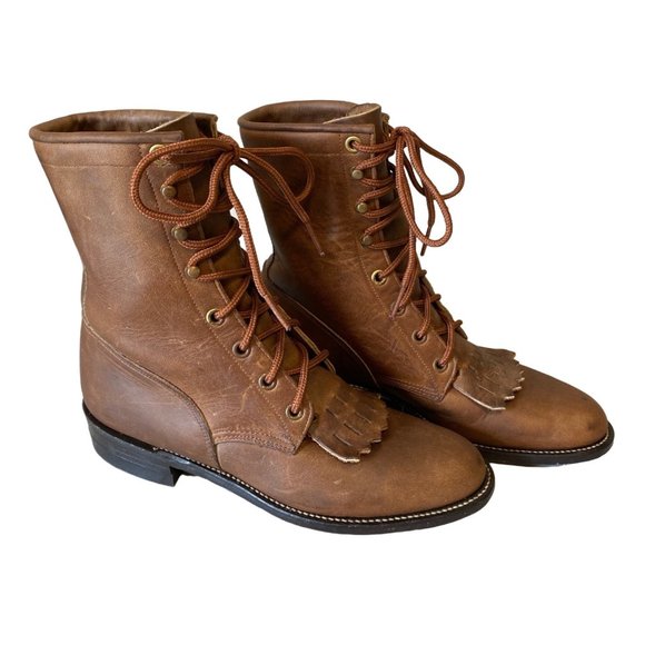 Bottes Femme JUSTIN Kiltie En Cuir Marron - Pointure 4 B, Occasion